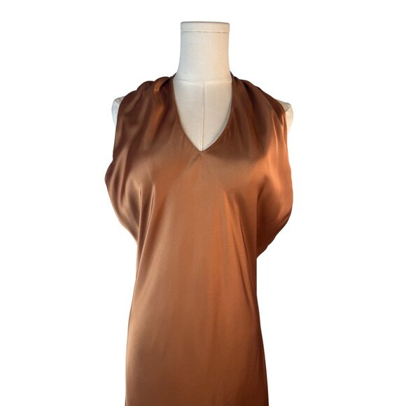 NWOT Medium Show Me Your Mumu Jasmine Halter Maxi Dress Copper Satin Luxe Formal - Picture 13 of 16
